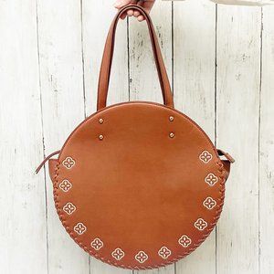 Francesca's || Women's Boho Style Circle Tote Brown Stand Up Large Travel Purse